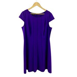 AGB Purple Violet Fit & Flare Dress‎ Size 16 Knit Summer Evening Office Career